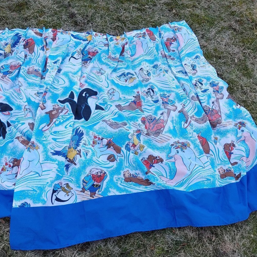 VINTAGE 1985 Sea World Curtain Pannels Kids Room Curtain Set RARE Walrus Dolphin